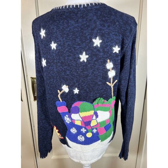 Quacker Factory Snowman Christmas Winter Sweater Cardigan Womens Size Large - Picture 6 of 13